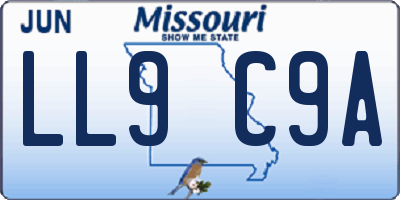 MO license plate LL9C9A