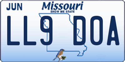 MO license plate LL9D0A