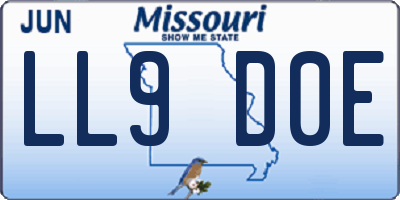 MO license plate LL9D0E