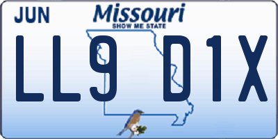 MO license plate LL9D1X