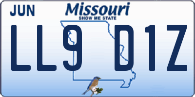 MO license plate LL9D1Z
