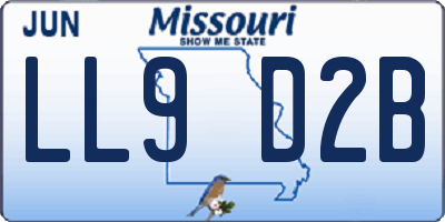 MO license plate LL9D2B