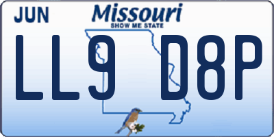 MO license plate LL9D8P