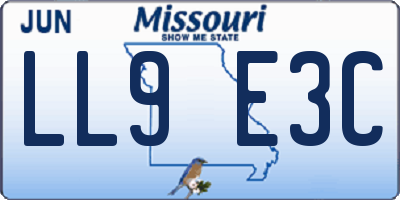 MO license plate LL9E3C