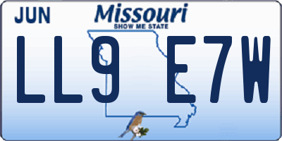 MO license plate LL9E7W