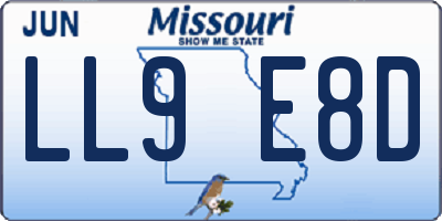 MO license plate LL9E8D