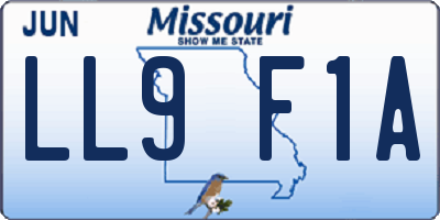 MO license plate LL9F1A