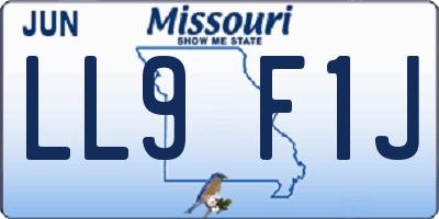 MO license plate LL9F1J