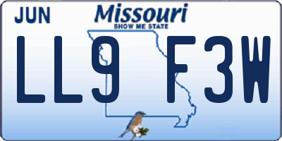 MO license plate LL9F3W