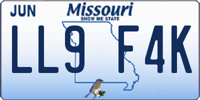 MO license plate LL9F4K