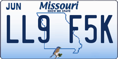 MO license plate LL9F5K