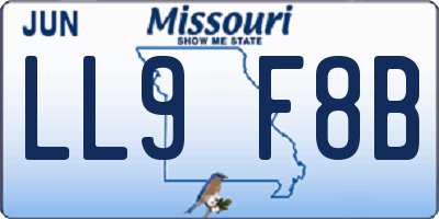 MO license plate LL9F8B