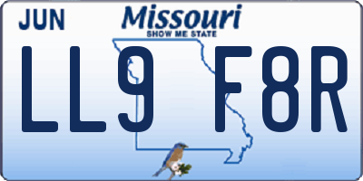 MO license plate LL9F8R