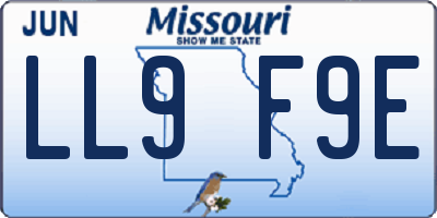 MO license plate LL9F9E
