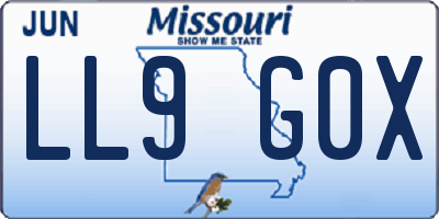 MO license plate LL9G0X