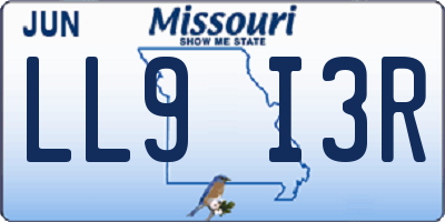 MO license plate LL9I3R