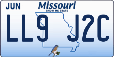 MO license plate LL9J2C