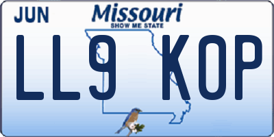 MO license plate LL9K0P