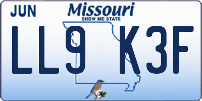 MO license plate LL9K3F