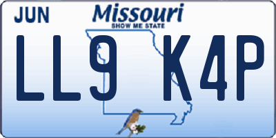 MO license plate LL9K4P