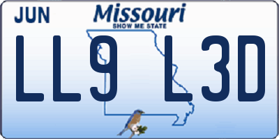 MO license plate LL9L3D