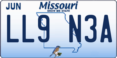 MO license plate LL9N3A