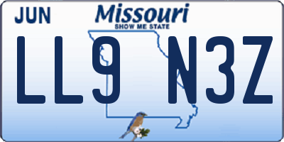 MO license plate LL9N3Z