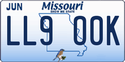 MO license plate LL9O0K