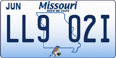MO license plate LL9O2I