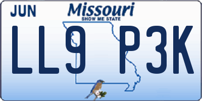 MO license plate LL9P3K