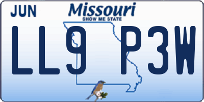 MO license plate LL9P3W