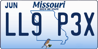 MO license plate LL9P3X