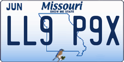 MO license plate LL9P9X