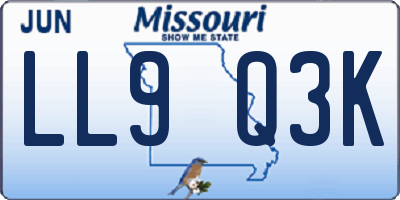 MO license plate LL9Q3K