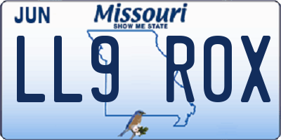 MO license plate LL9R0X