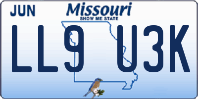 MO license plate LL9U3K