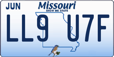 MO license plate LL9U7F