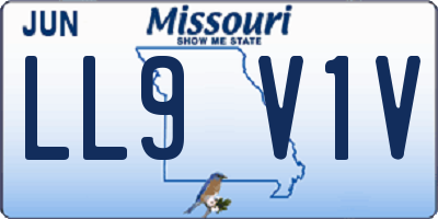 MO license plate LL9V1V