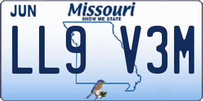 MO license plate LL9V3M