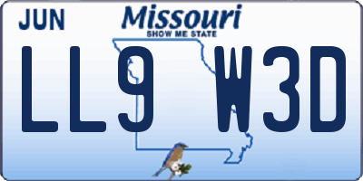 MO license plate LL9W3D
