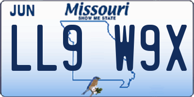 MO license plate LL9W9X