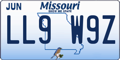 MO license plate LL9W9Z