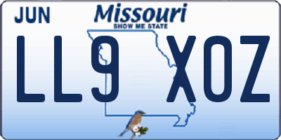 MO license plate LL9X0Z