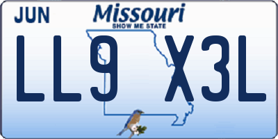 MO license plate LL9X3L