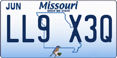 MO license plate LL9X3Q