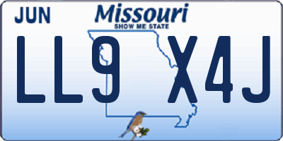 MO license plate LL9X4J