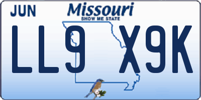 MO license plate LL9X9K