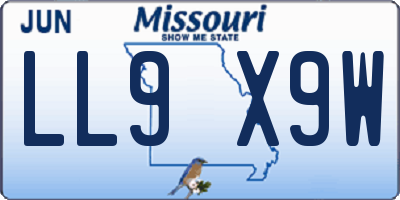 MO license plate LL9X9W