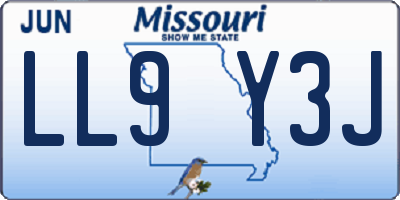 MO license plate LL9Y3J