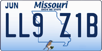 MO license plate LL9Z1B